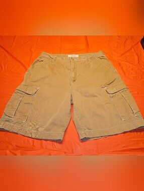 Emergency Exit Tan Cargo Shorts sz40 9.5" Inseam Velcro Pockets Mens Size 40 EUC